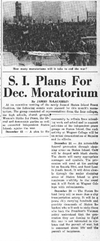 S.I. Plans for Dec. Moratorium<br />
